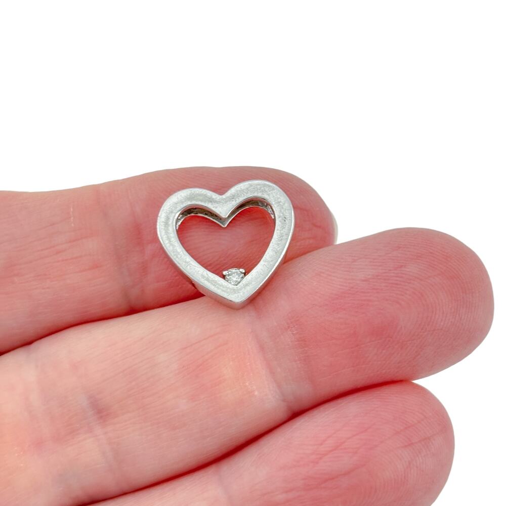 Vintage Sterling Silver 925 Diamond Heart Pendant
